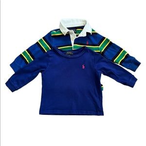 Polo Ralph Lauren baby boy shirts 12 M striped/solid blue long sleeves